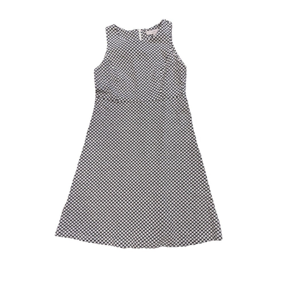 Loft Women's Black White Chevron Fit &‎ Flare A-Line Dress Size 6P Office Career